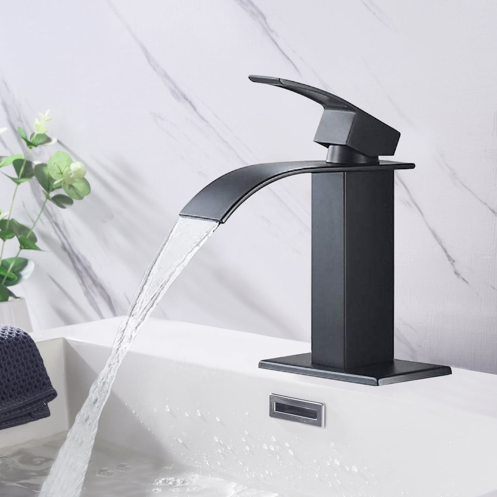 Waterfall Spout Bathroom Sink Single Handle Faucet