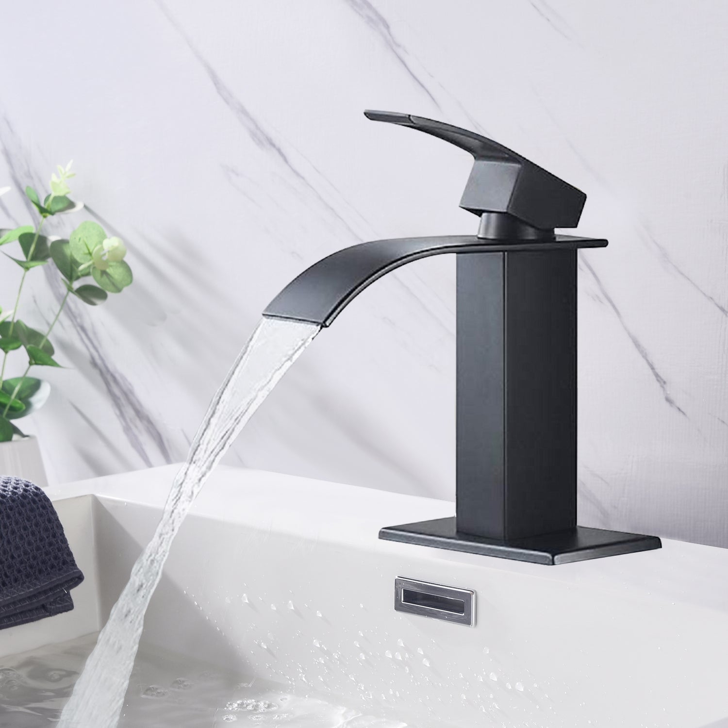Waterfall Spout Bathroom Sink Single Handle Faucet