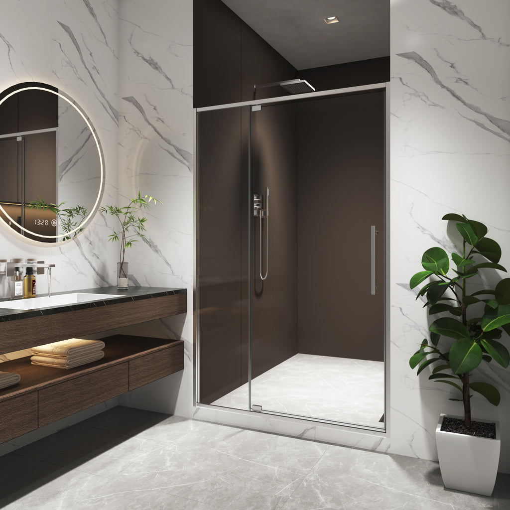 Brushed Nickel Pivot Shower Door