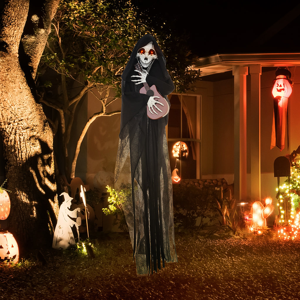 HOMCOM 4.3' Outdoor Halloween Decoration Animatronic Guitar-playing Grim Reaper