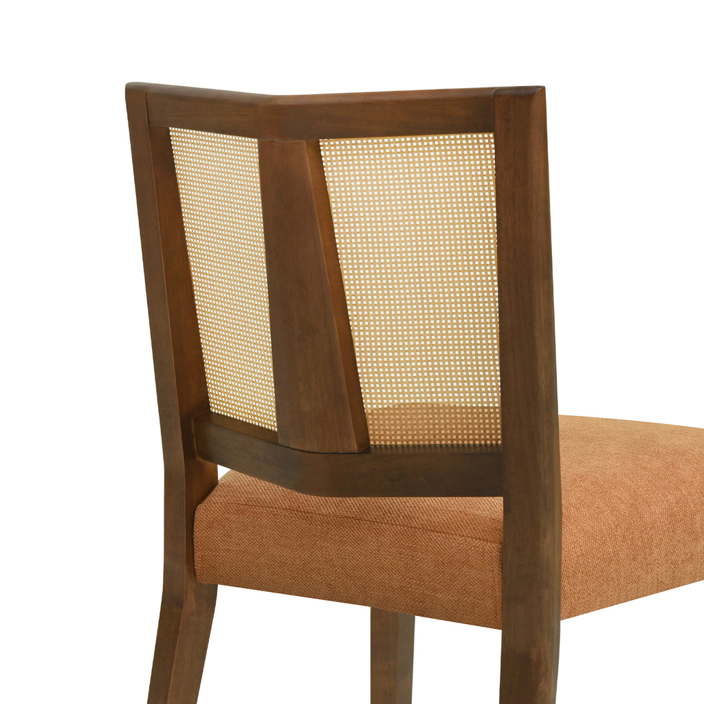 Rattan Dining Chair Without Arm (Walnut + Caramel) Set of 2