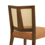 Rattan Dining Chair Without Arm (Walnut + Caramel) Set of 2