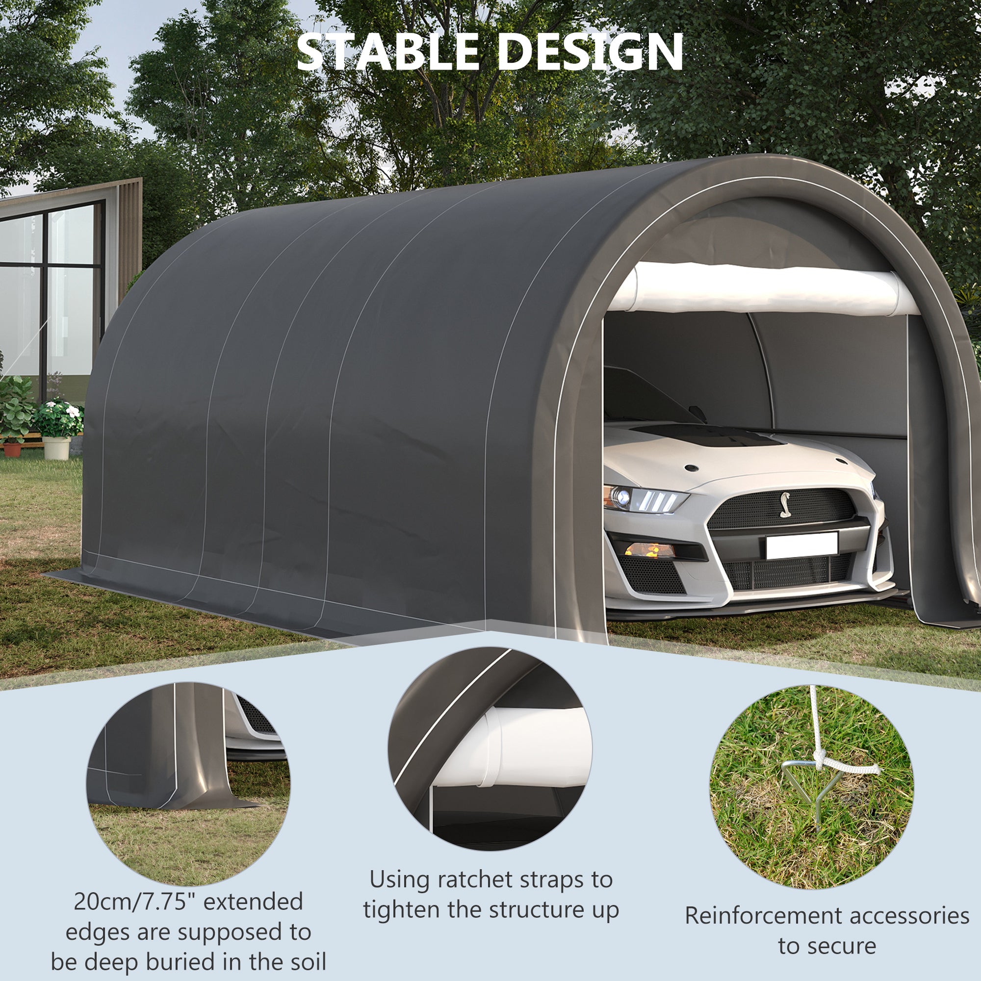 Outsunny 10' x 16' Heavy Duty Carport Garage Storage Tent