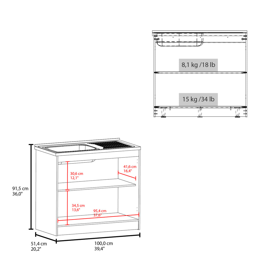 Utility Sink Cabinet - 36" H, 2 Doors, 2 Shelves