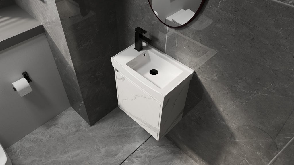 20" Wall-Mounted Bathroom Vanity with Ceramic Sink