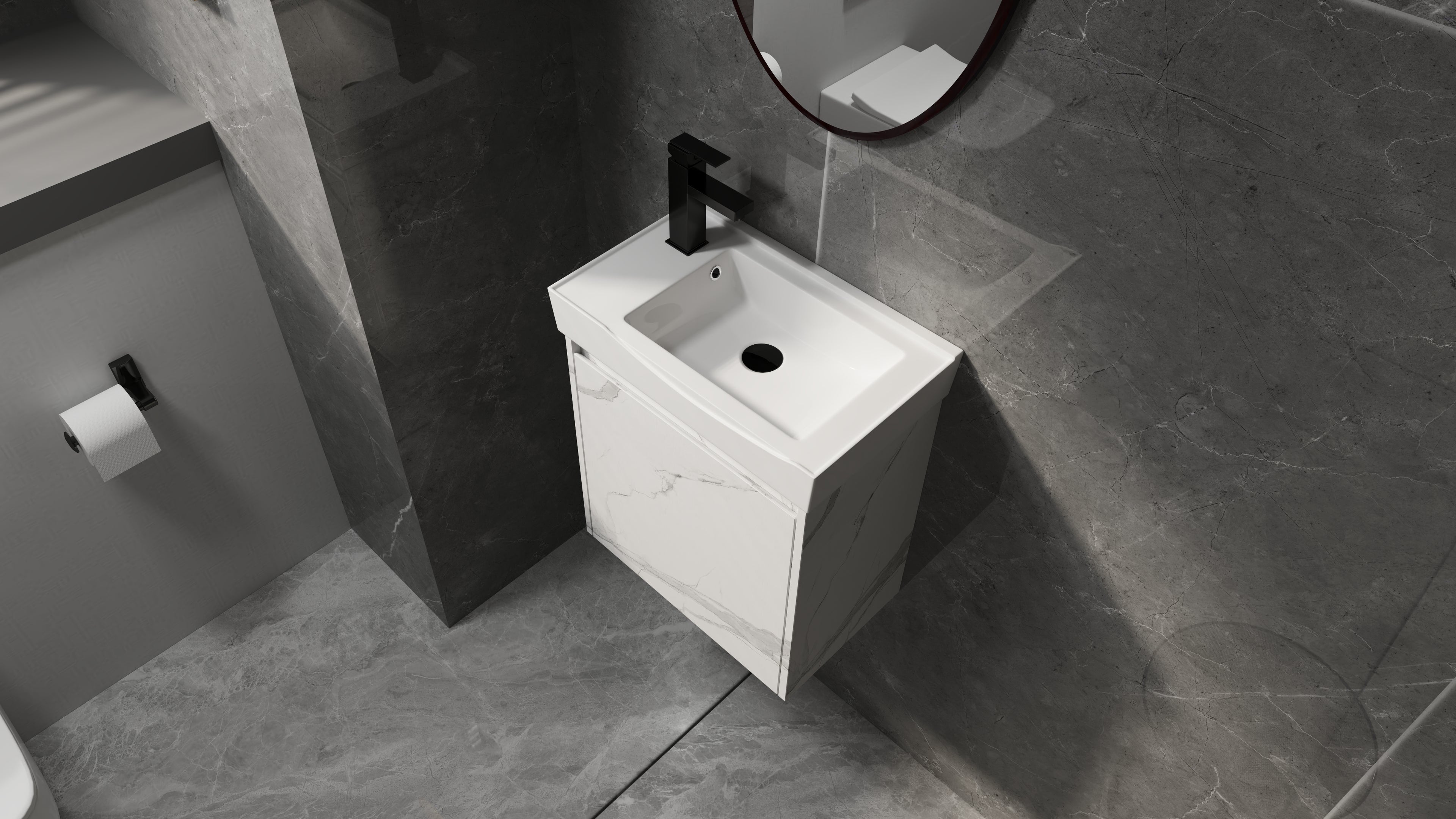 20" Wall-Mounted Bathroom Vanity with Ceramic Sink