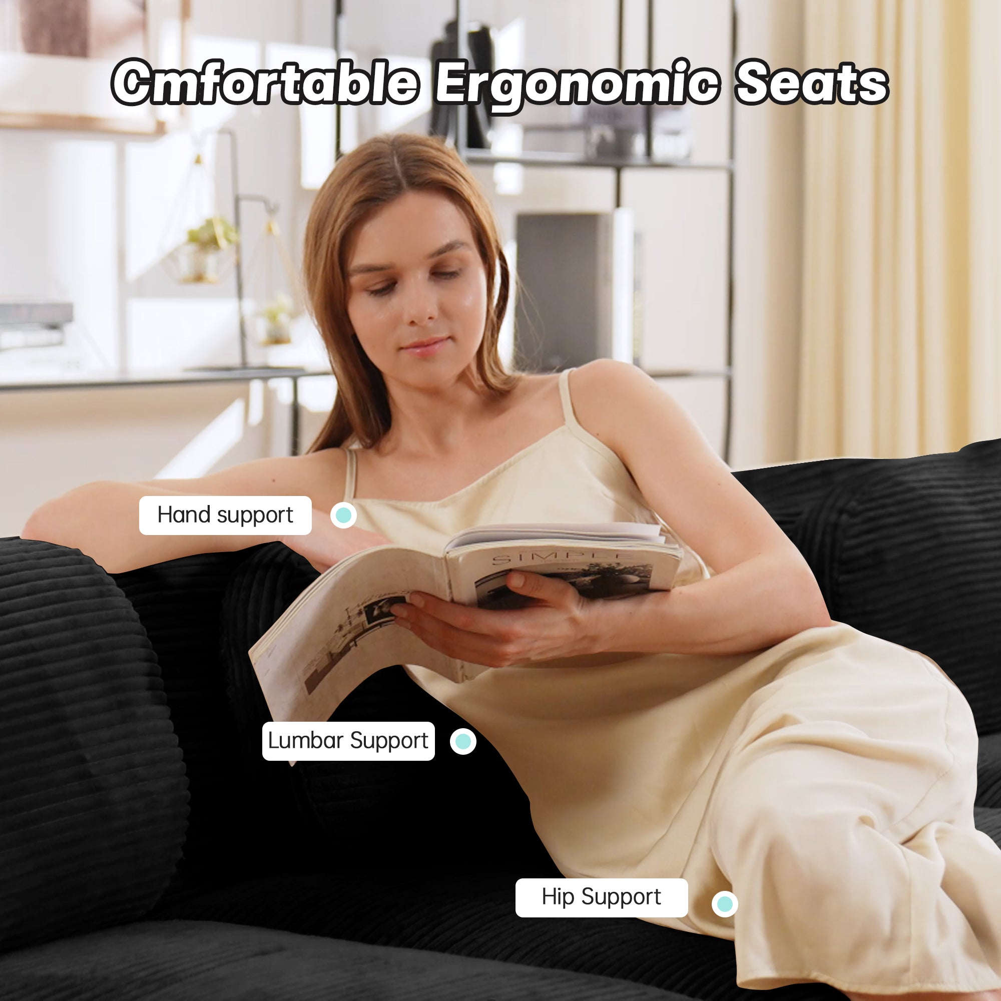 U-Shaped Modular Sofa with Ergonomic Design