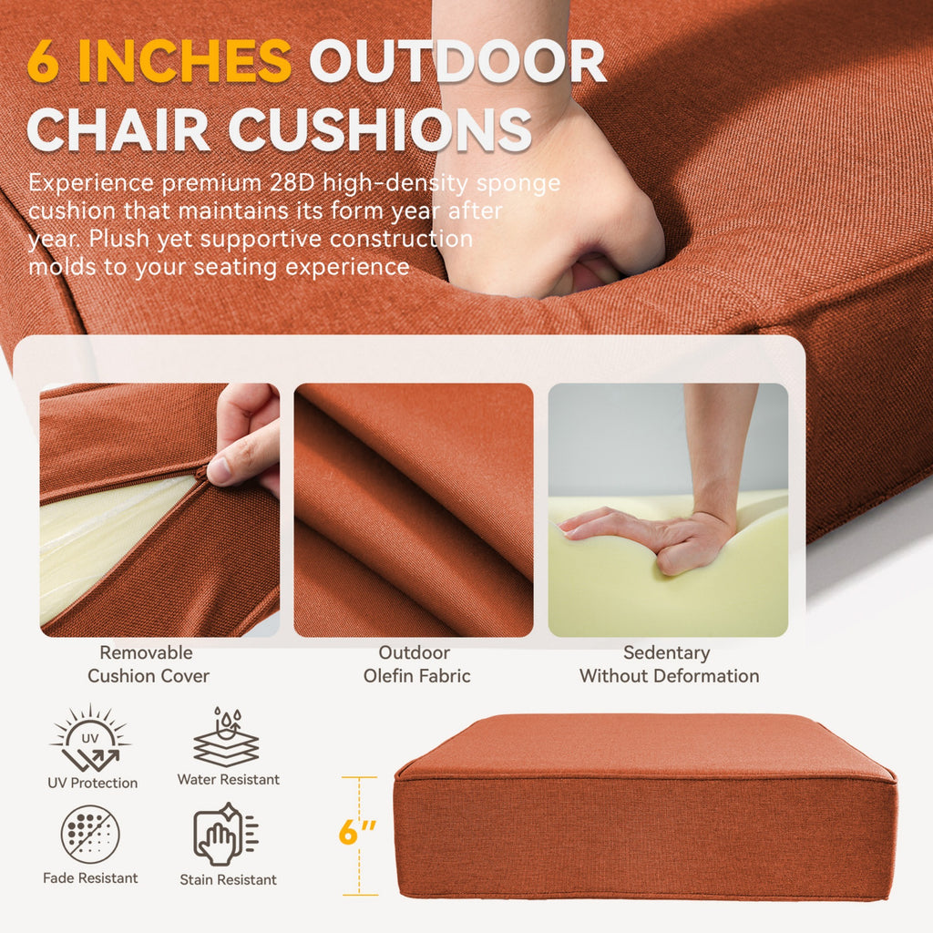 6" Thicker Outdoor Chair Cushion Set - 3 Pieces