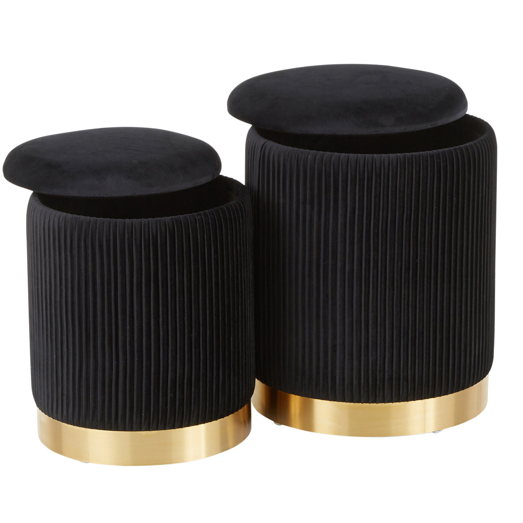 Contemporary Nesting Pleated Ottoman Set