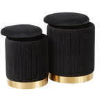 Contemporary Nesting Pleated Ottoman Set