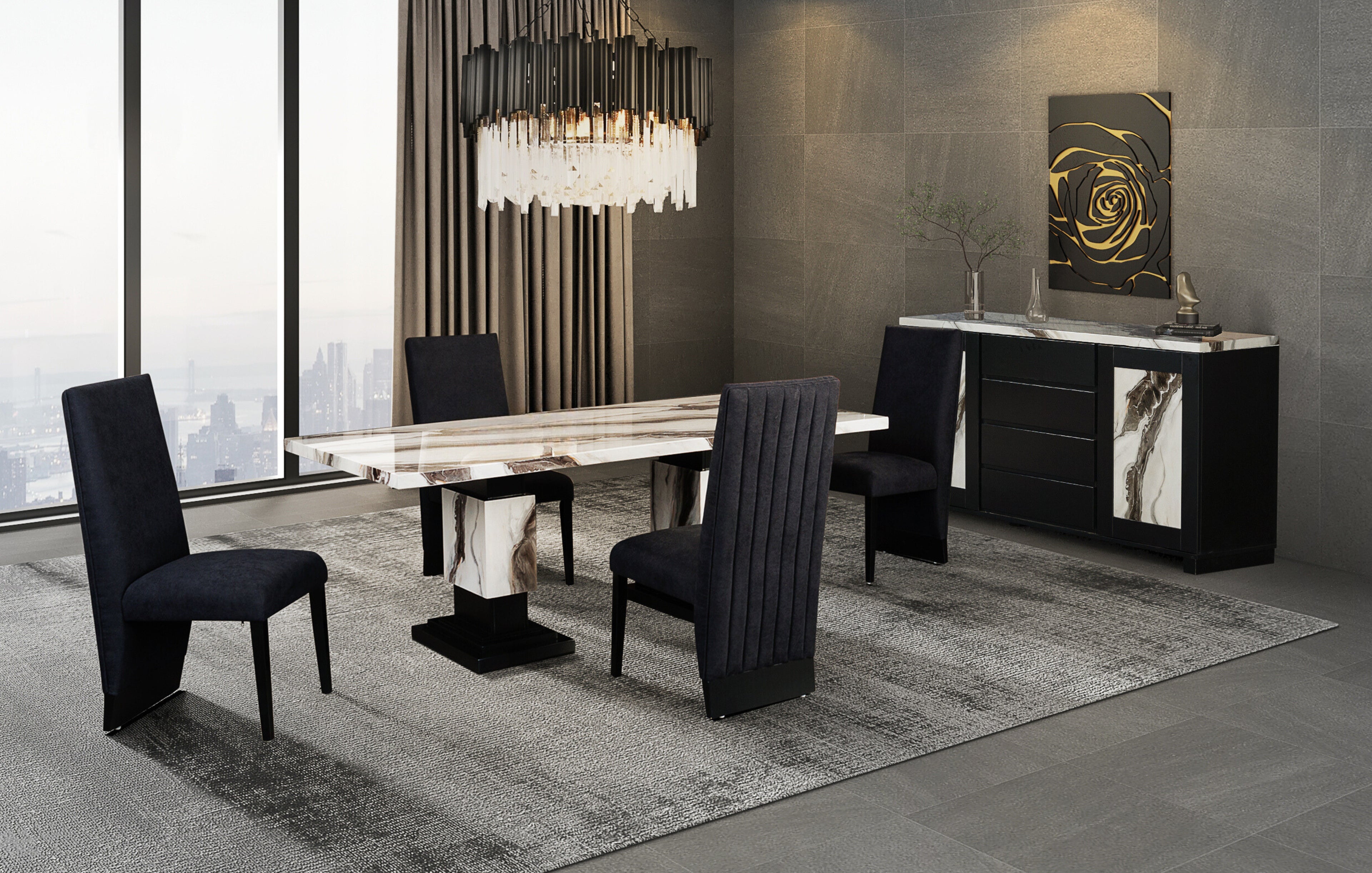 Stacey Zebra White/Black Dining Table