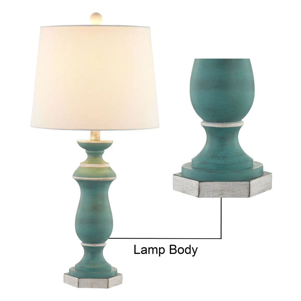27-Inch Traditional Resin Table Lamp with 3-Way Dimming, Green, Set of 2