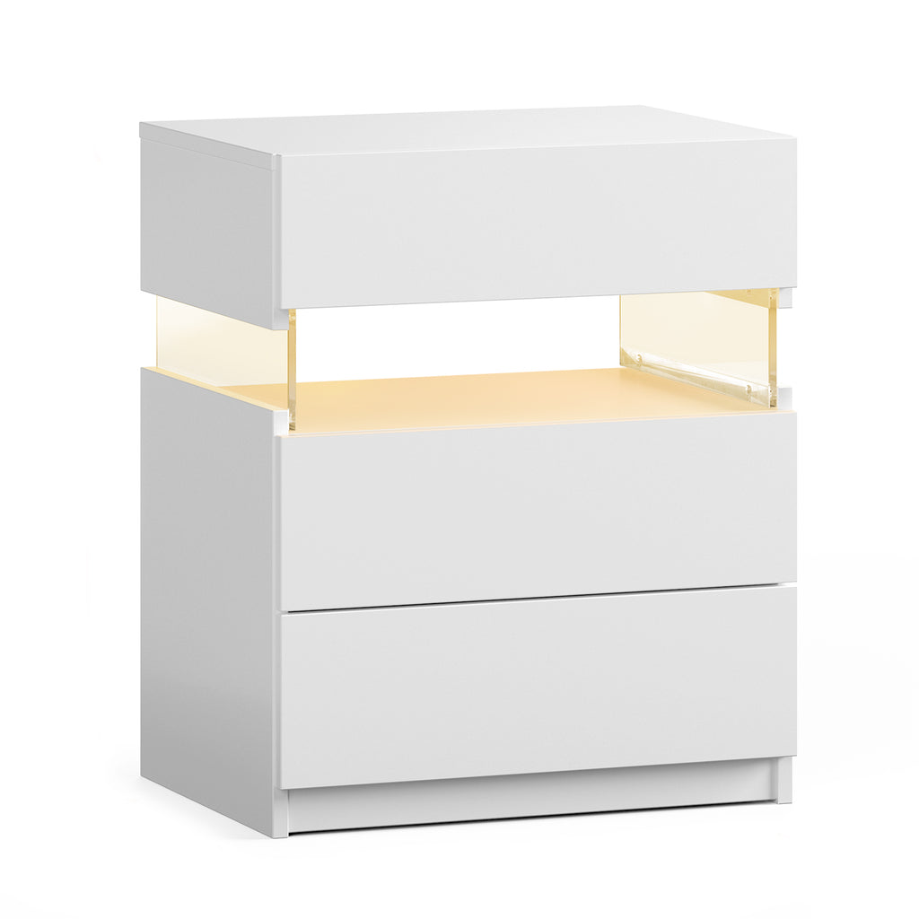 LED Nightstands 3 Drawer Dresser for Bedroom