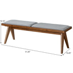 Keira Solid Wood Bench with Grey Fabric