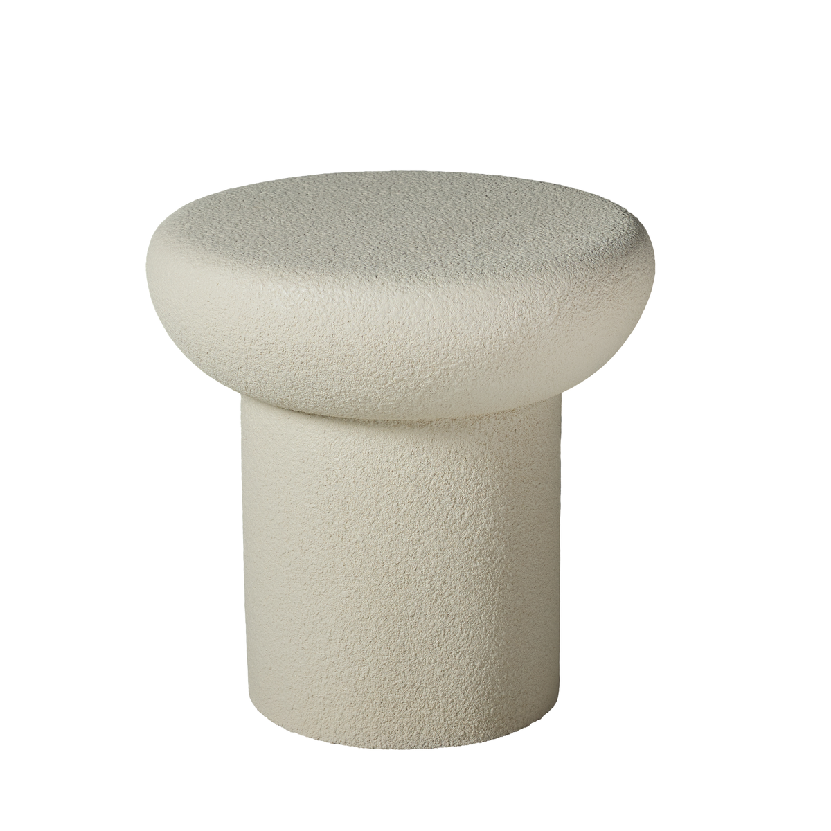 Round Mushroom Fiberglass Coffee Table, 19.69-Inch, Stone Textured, No Assembly