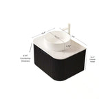 DINA 24" Bathroom Vanity & Sink, Floating Curved Edges Striped Storage Cabinet