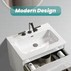 Glossy White Ceramic Integrated Bathroom Sink