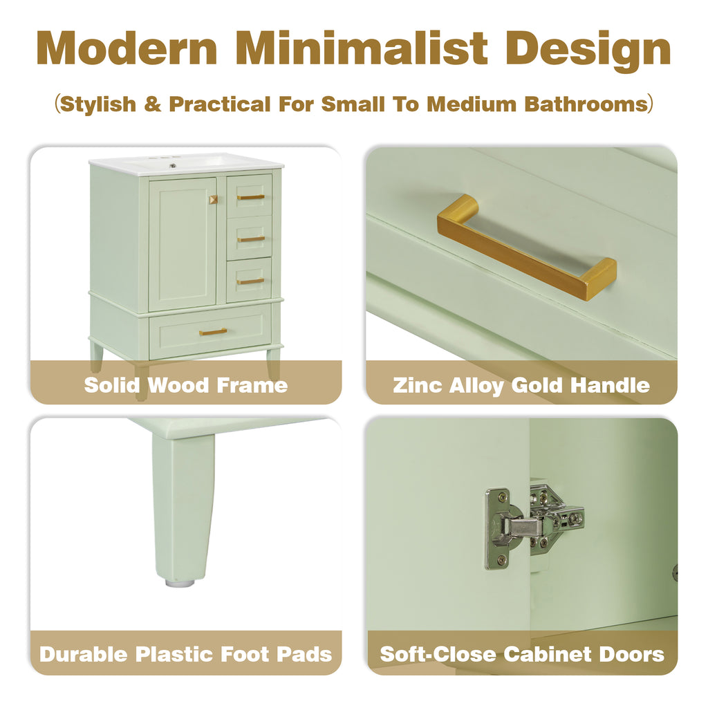 24.8" Bathroom Vanity with Ceramic Sink