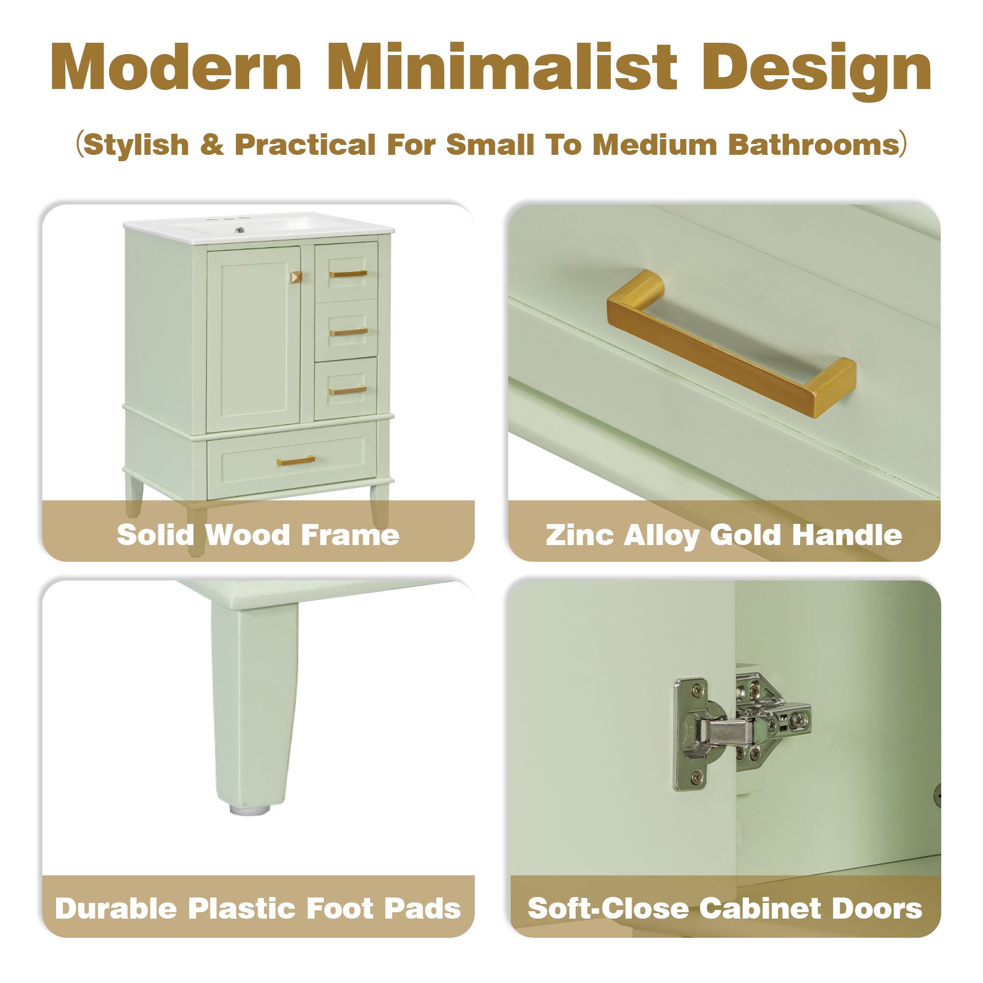24.8" Bathroom Vanity with Ceramic Sink