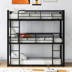 Metal Twin Size Triple Bunk Bed, Black
