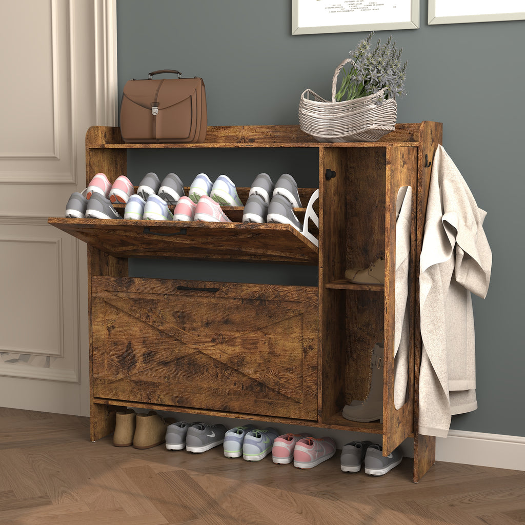 Shoe Storage Cabinet with 2 Flip Drawers
