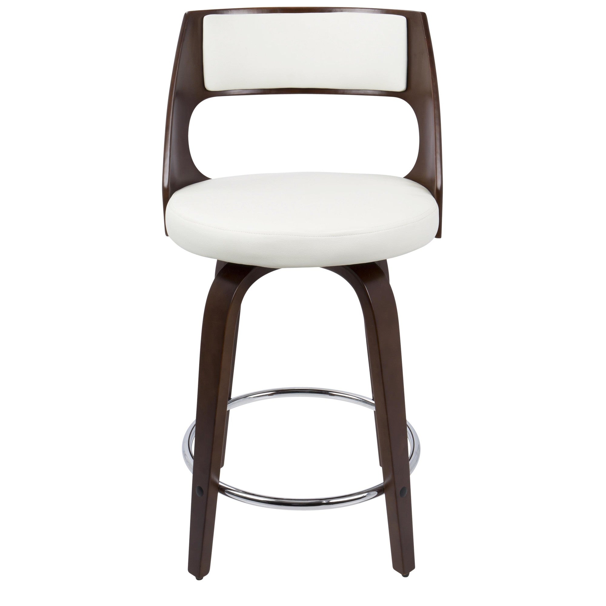 Mid-Century Modern Counter Stool with Swivel in Cherry
