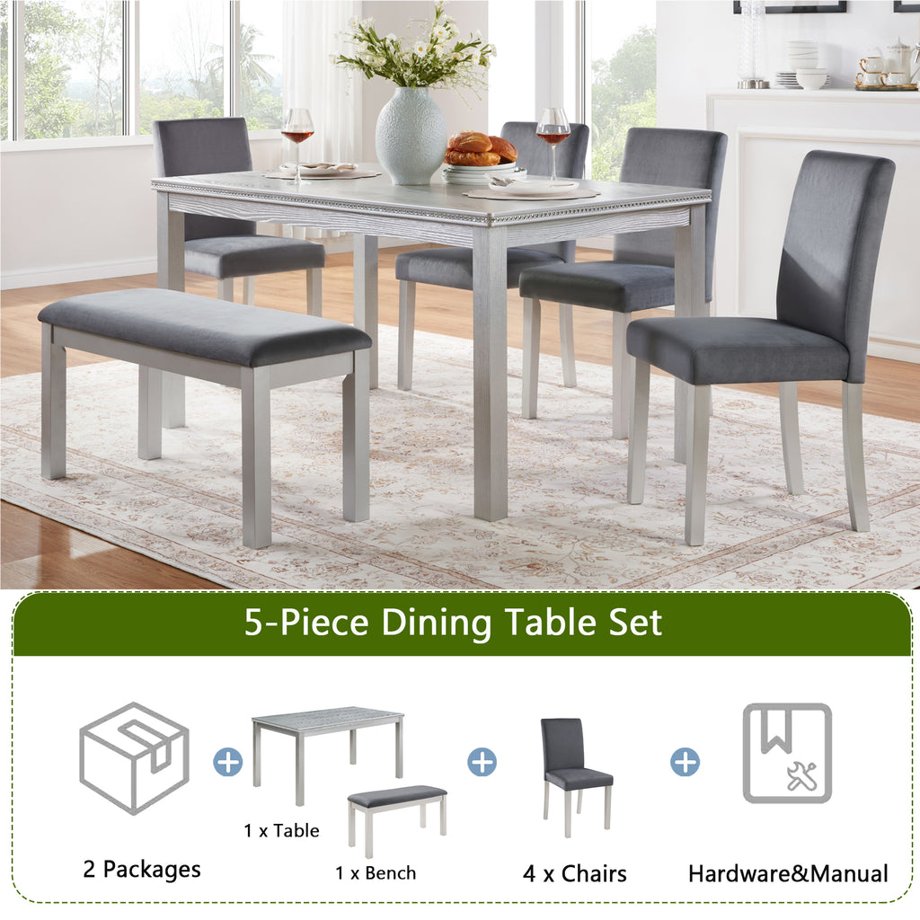 6 Piece Wooden Dining Table Set