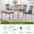 6 Piece Wooden Dining Table Set