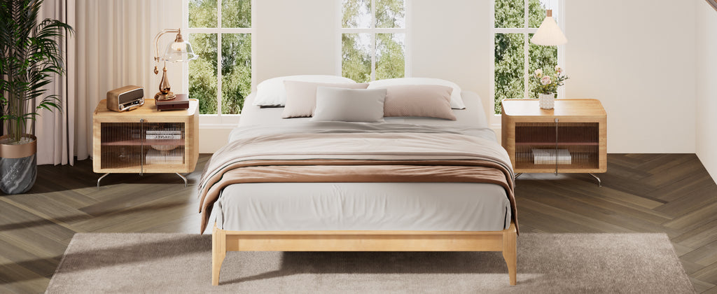 12 Inch Queen Size Solid Dry Bamboo Wood Platform Bed Frame