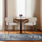 Counter Stool with Iron Frame - Set of 2 - Espresso + Beige