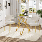 35.4-Inch Round Tempered Glass Dining Table
