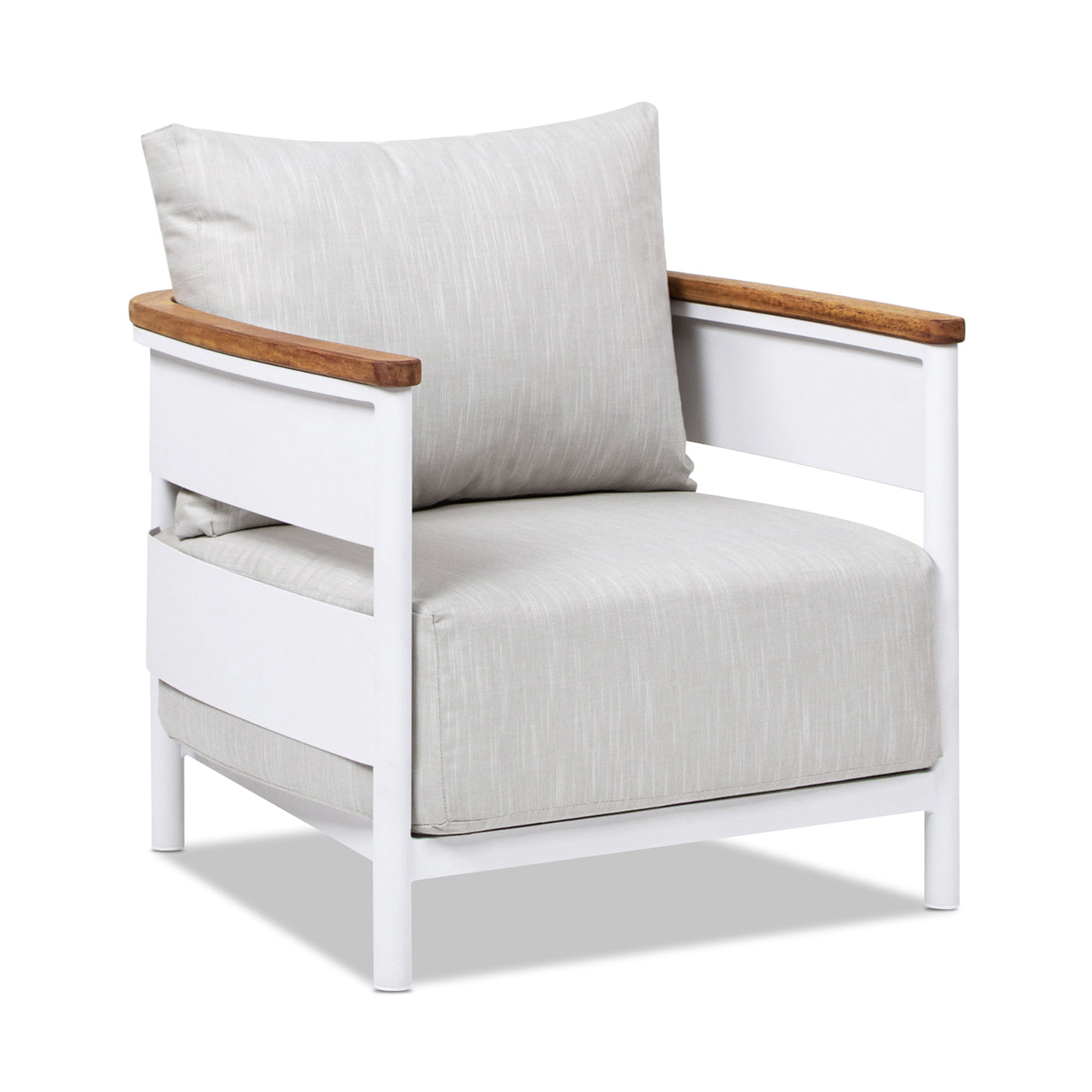 Rhodes 29" Upholstered Teak & Aluminum Patio Arm Chair