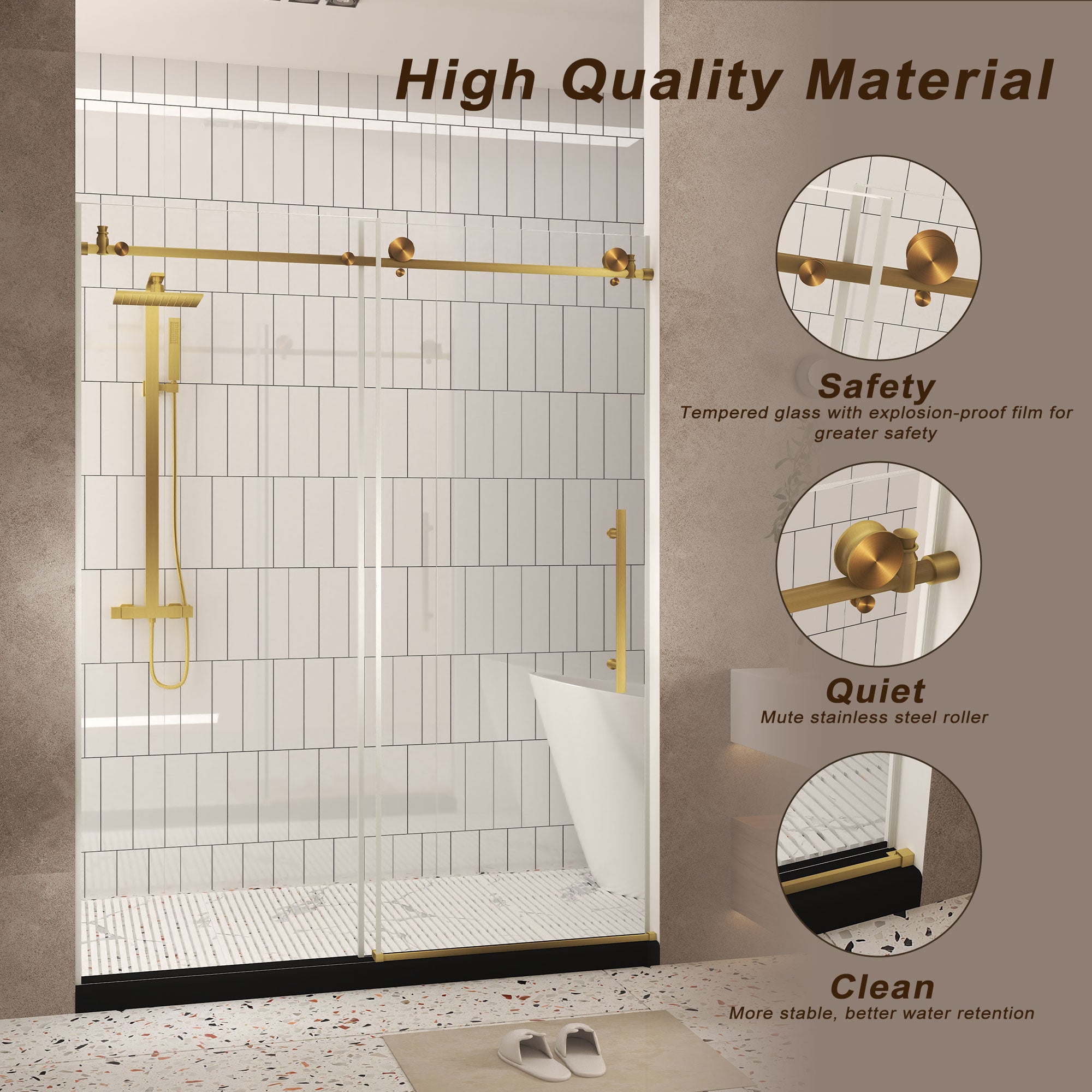Frameless Shower Door 44-48"W x 76"H