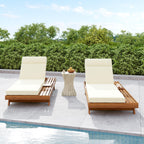 Lounge Chaise Set With Headrest - Acacia Wood & Water-Resistant Cushions