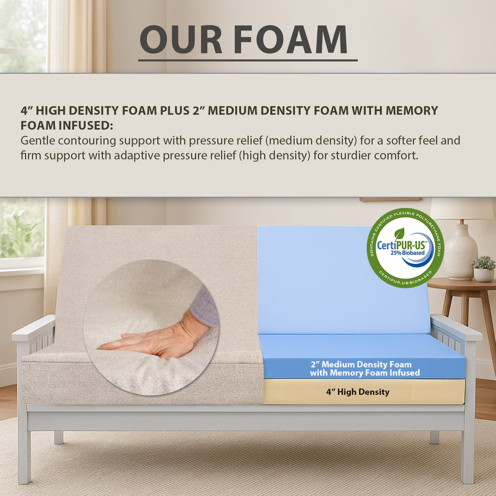 Memory Foam Infused Futon Mattress Full XL