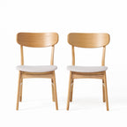 Set of 2 Dining Chairs - Upholstered Seat, Rubberwood Legs