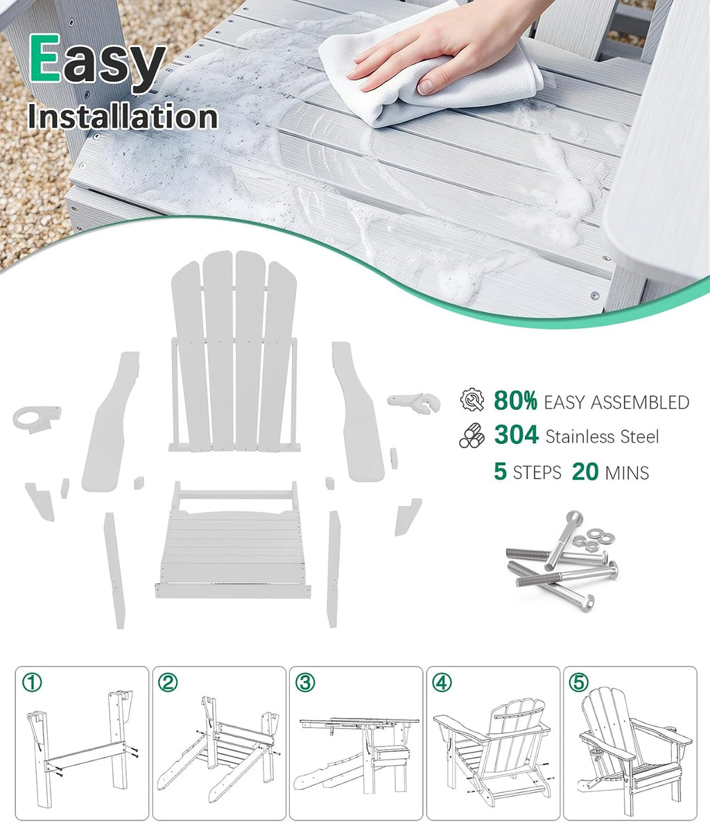 Adjustable HDPE Adirondack Chairs Set of 2