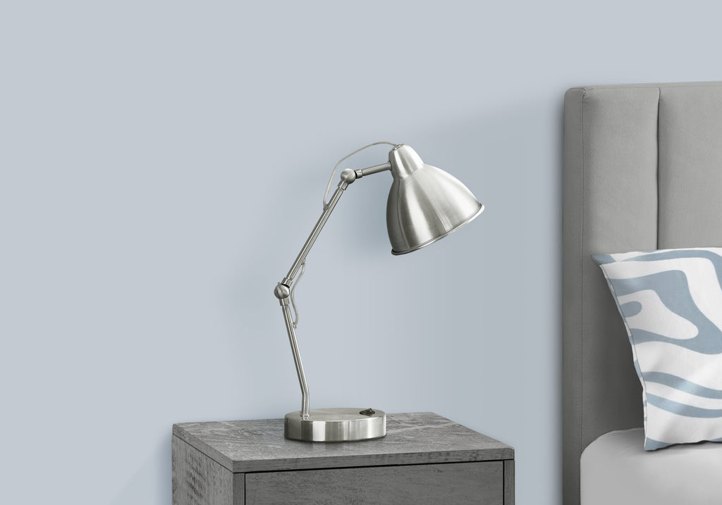 Modern Nickel Table Lamp with USB Port