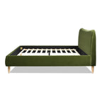 Roman Curved Headboard Upholstered Platform Bed, King, Olive