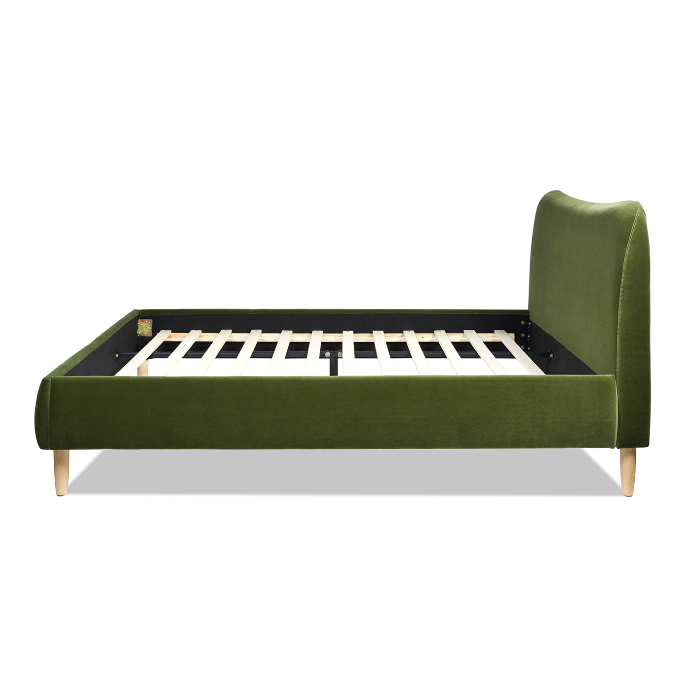 Roman Curved Headboard Upholstered Platform Bed, King, Olive
