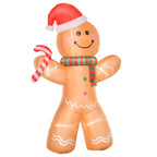 HOMCOM 8ft Christmas Inflatable Gingerbread Man with Candy Cane