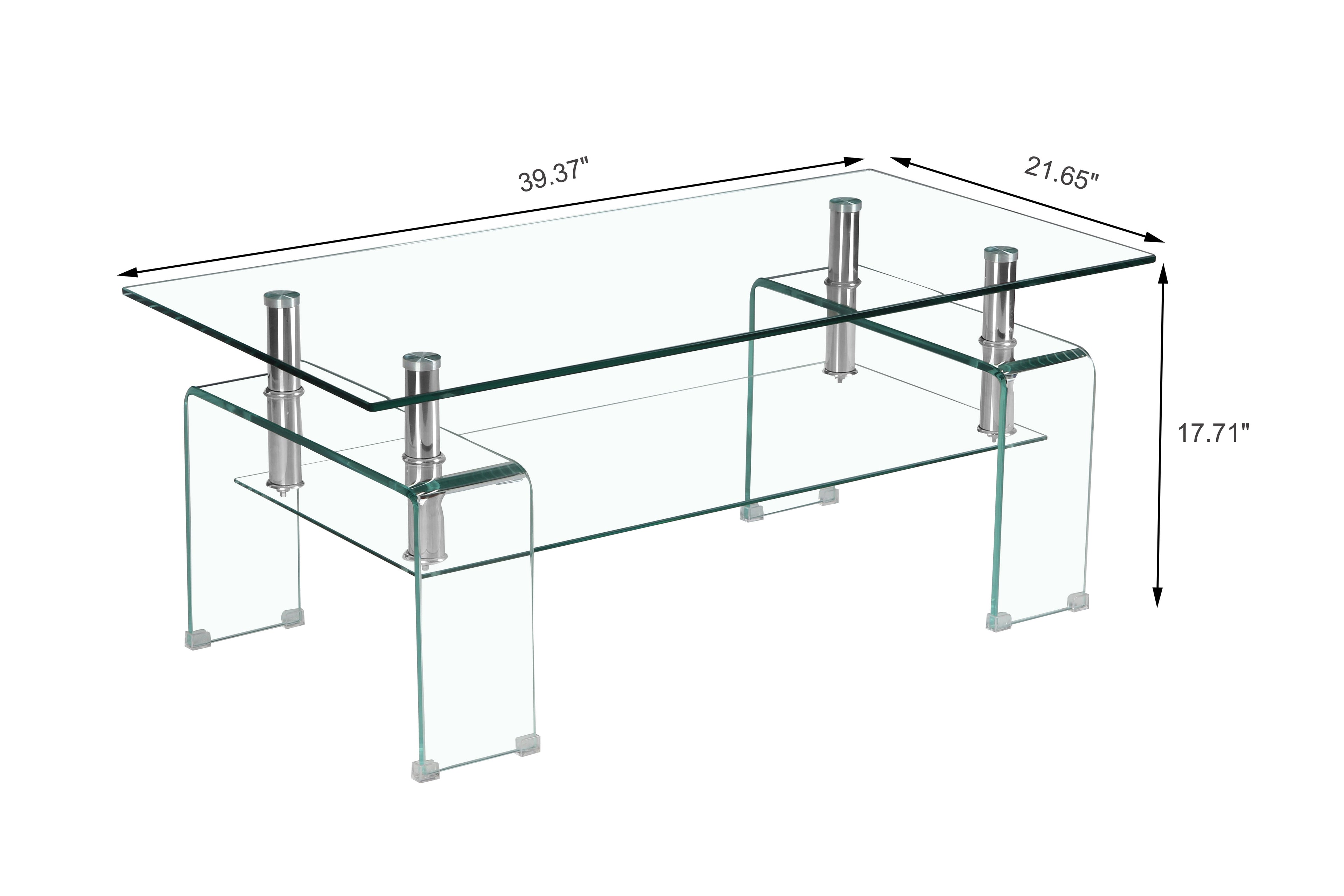 Rectangle Clear Glass Coffee Table