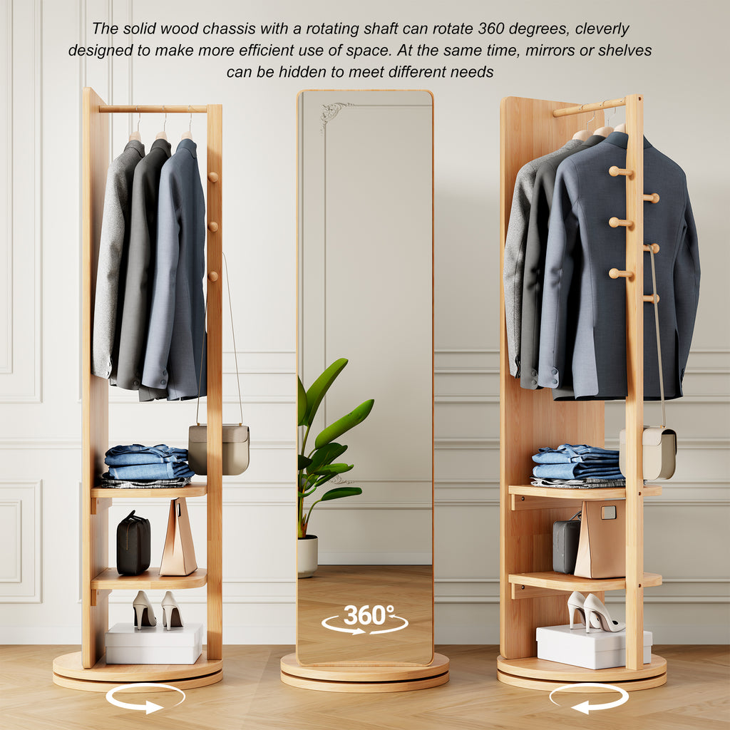 Multifunctional Full Length Mirror with Hook Storage Rack