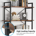 63" Tall 5-Tier Rustic Brown Industrial Bookshelf
