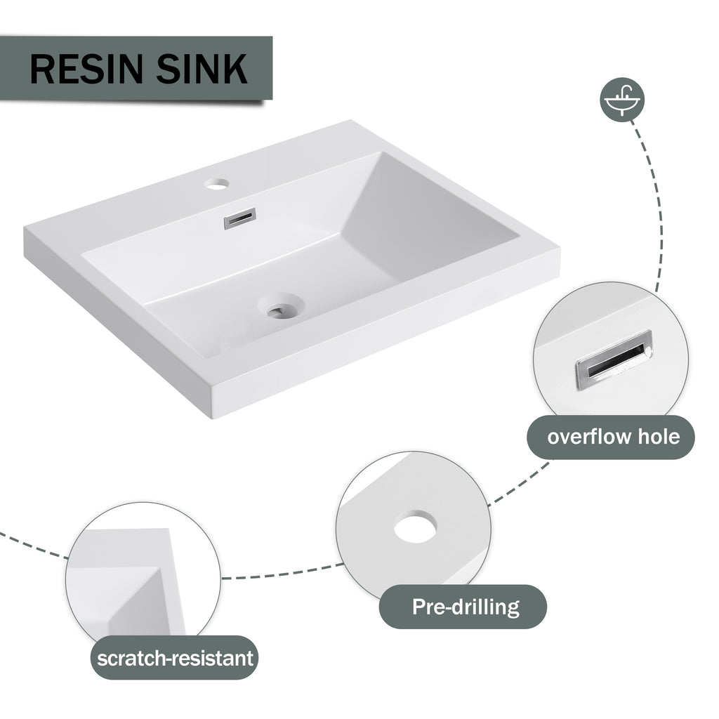 24" Freestanding Bathroom Vanity with Resin Sink