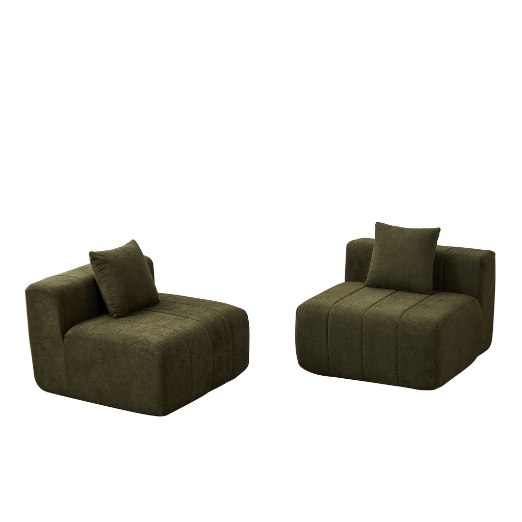 Chenille Sectional Sofa With 2 Pillows