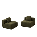 Chenille Sectional Sofa With 2 Pillows