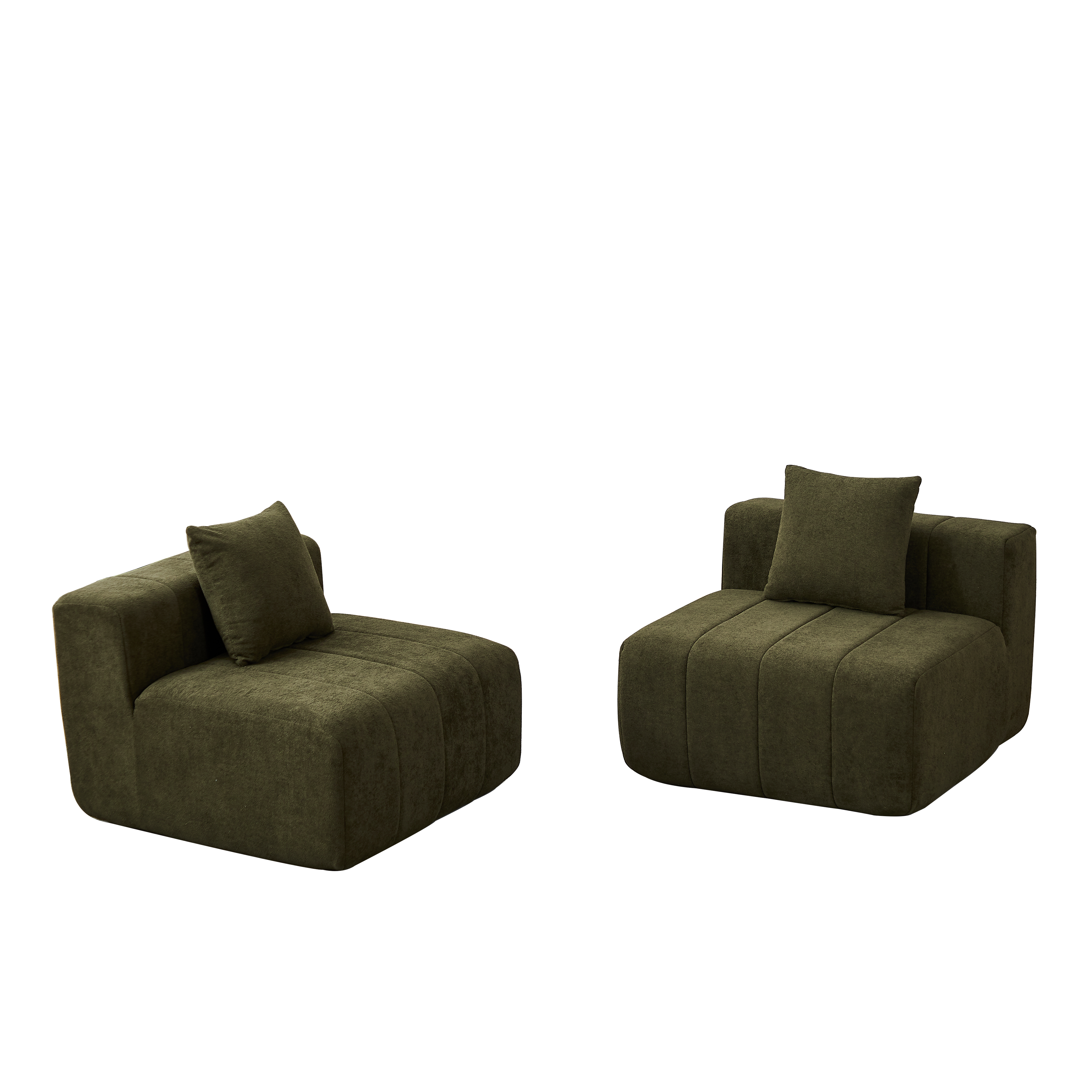 Chenille Sectional Sofa With 2 Pillows