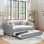 Twin Size Daybed with Trundle Upholstered Sofa Bed