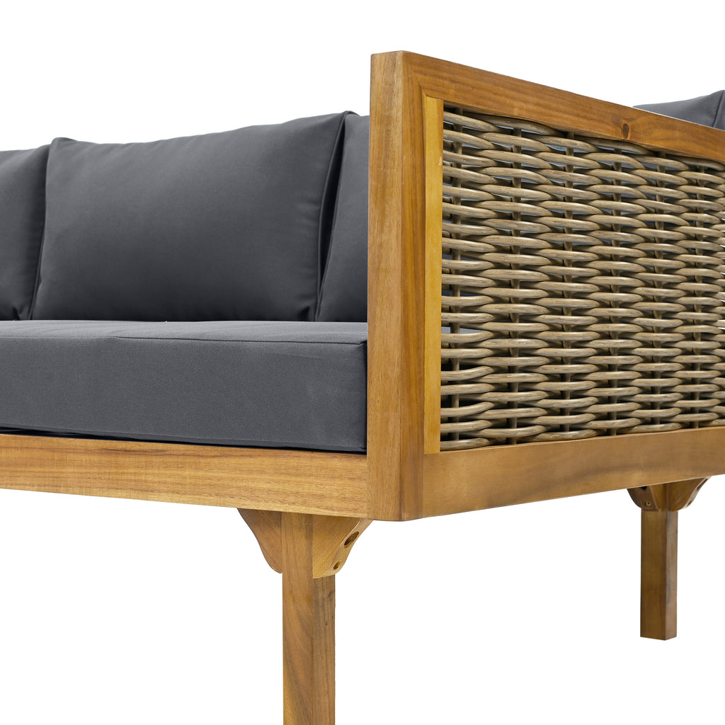 Claremont 3 Seater Daybed With Rattan Arms (Dark)